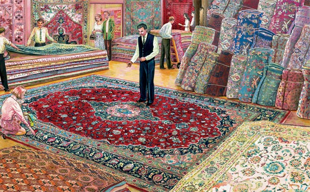 Химчистка элитных дорогих шелковых, шерстяных ковров ручной работы в Москве.